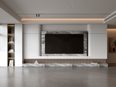 意式客厅 现代客厅 电视背景墙 电视柜 客厅背景su模型