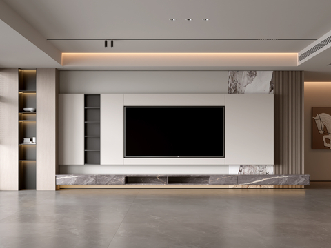 意式客厅 现代客厅 电视背景墙 电视柜 客厅背景su模型