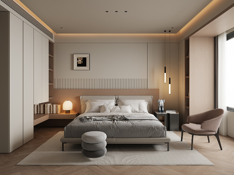 现代家居卧室su模型
