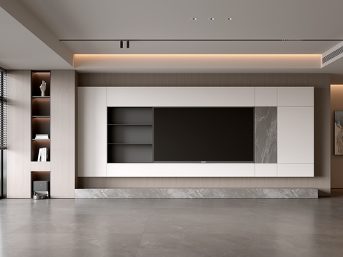 意式客厅 现代客厅 电视背景墙 电视柜 客厅背景su模型