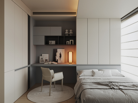 现代榻榻米卧室su模型