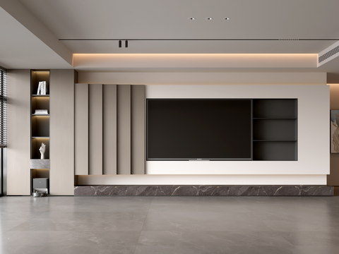 意式客厅 现代客厅 电视背景墙 电视柜 客厅背景su模型