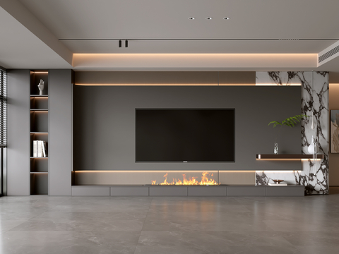 意式客厅 现代客厅 电视背景墙 电视柜 客厅背景su模型