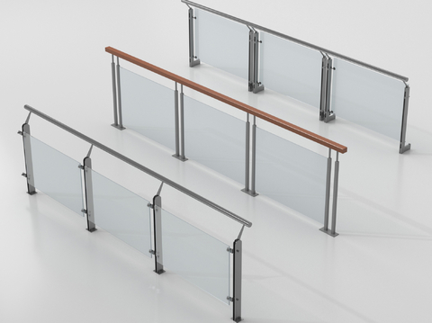 现代围栏护栏 玻璃栏杆 护栏 扶手 阳台护栏su模型