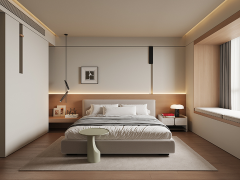 现代家居卧室su模型