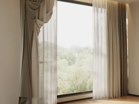 现代简约窗帘su模型