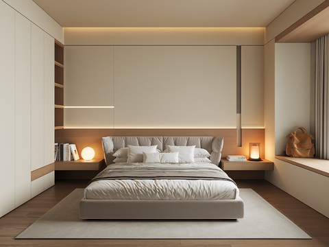 现代家居卧室su模型