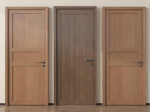 中古实木门 单开门 卧室门su模型