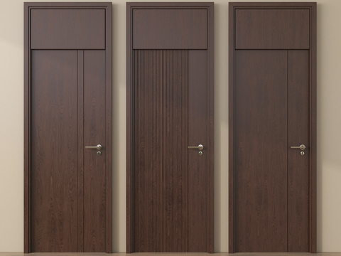 新中式单开门 卧室门 平开门 实木门 通顶门su模型