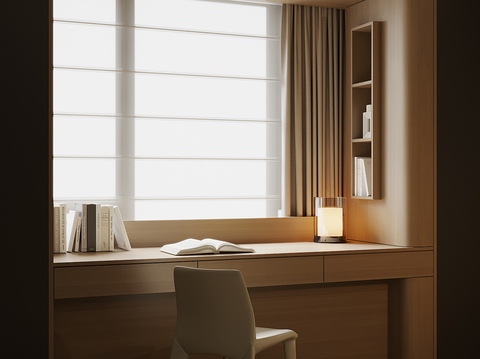 现代飘窗书桌柜su模型