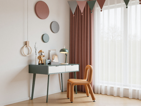 现代儿童书桌椅su模型