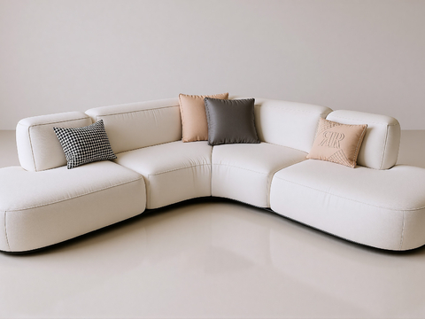 现代转角沙发组合su模型