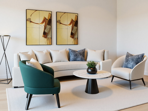  现代客厅su模型 