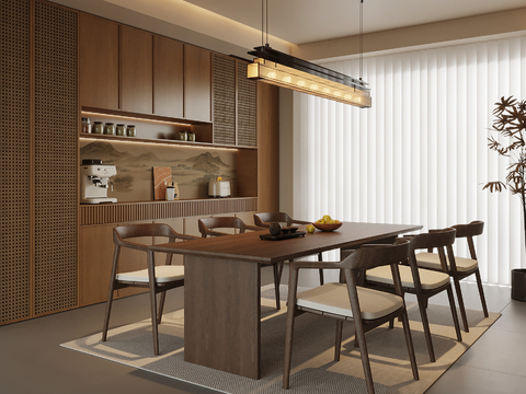 新中式餐厅su模型