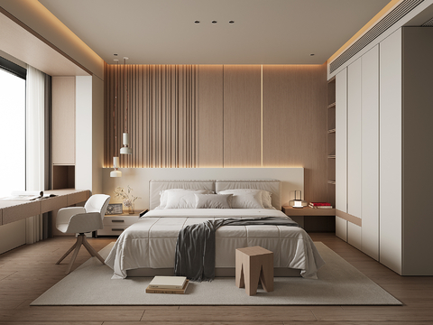 现代家居卧室su模型