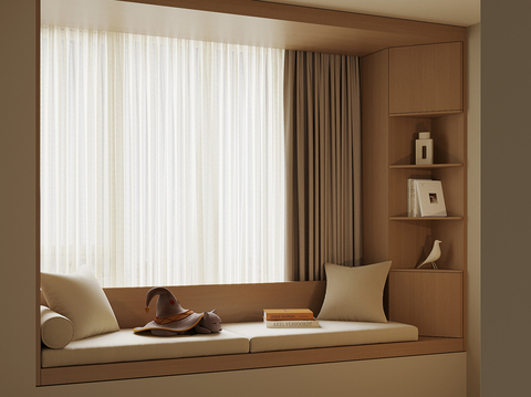 现代飘窗柜su模型