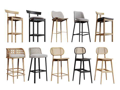 现代吧椅 巴凳 高脚椅 高脚凳 休闲椅su模型