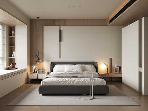 现代家居卧室su模型