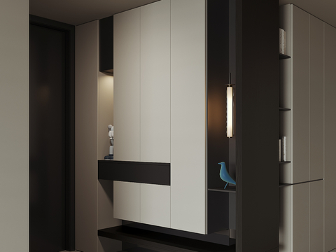 现代入户转角鞋柜su模型