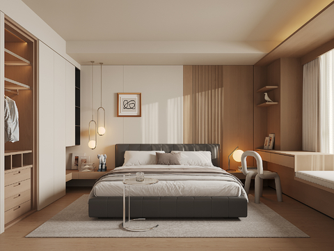 现代家居卧室su模型