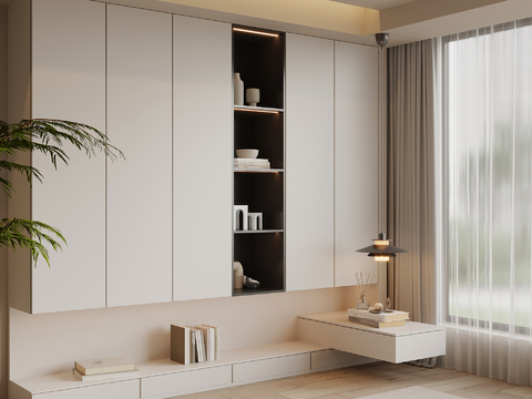 现代简约衣柜 床头柜 一体柜su模型su模型