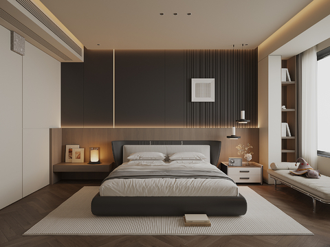 现代家居卧室su模型