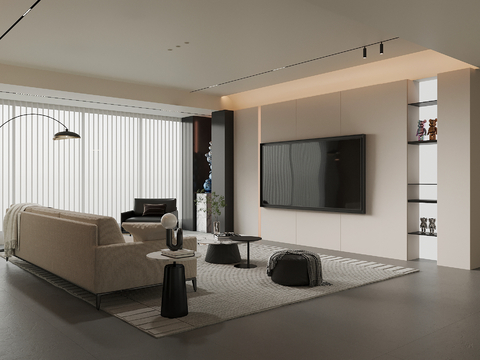  现代客厅su模型 