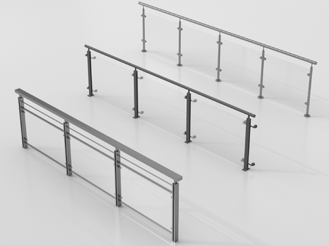 现代围栏护栏 玻璃栏杆 护栏 扶手 阳台护栏su模型