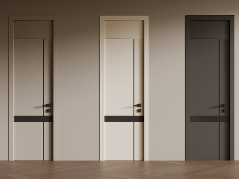 现代单开门 室内门su模型