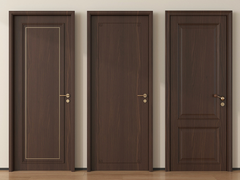  中古单开门 木门 木单开门 卧室门su模型 