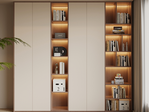 中古风书柜su模型