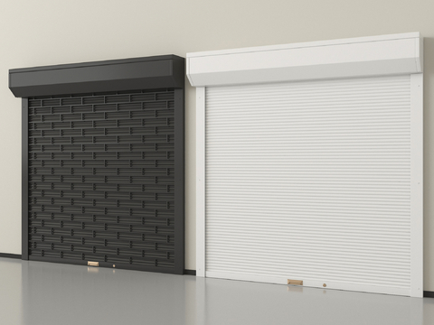  现代卷帘门 卷闸门 车库门 仓库门 防盗门su模型 