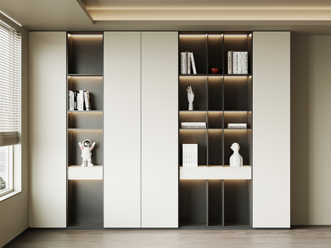 现代书柜 置物柜su模型