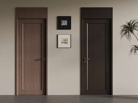 中古风单开门 室内门su模型