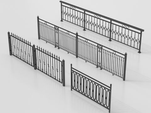 现代铁艺栏杆 护栏 围栏 防护栏 栏杆 扶手su模型