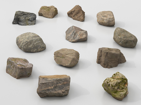 现代石头 石块 岩石 景观石su模型