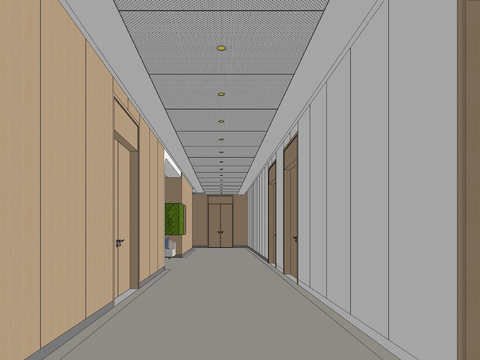  现代医院走廊su模型 
