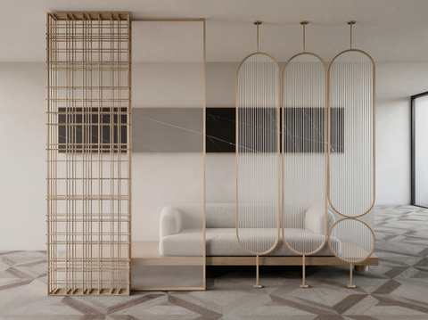 现代轻奢屏风su模型