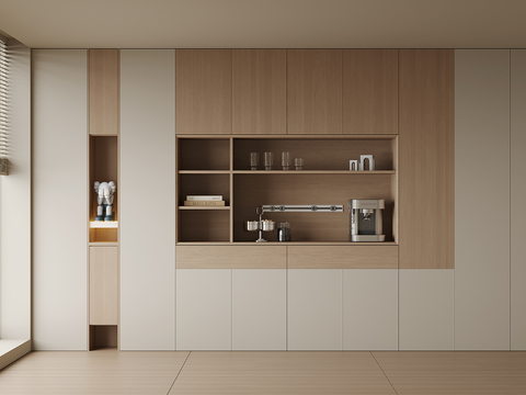  现代酒柜餐边柜su模型 