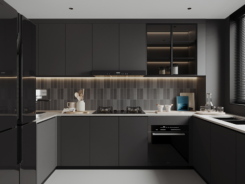 现代家居厨房su模型