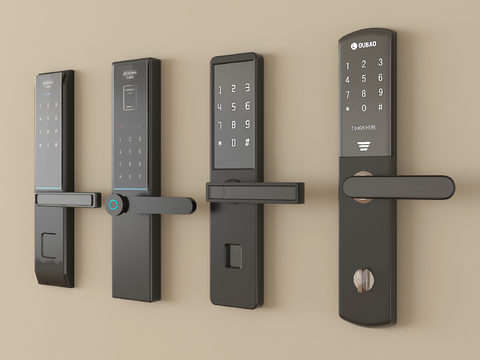 现代指纹锁 智能锁 密码锁su模型