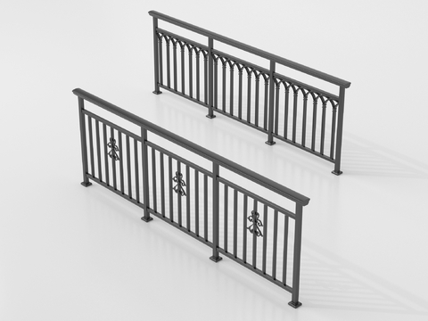 现代铁艺栏杆 护栏 围栏 防护栏 栏杆su模型