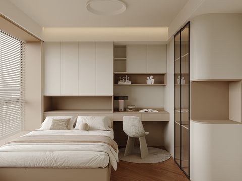  现代榻榻米卧室su模型 