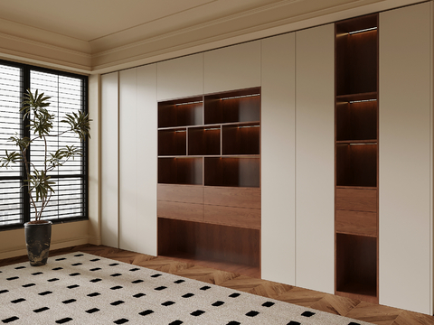  中古风书柜su模型 