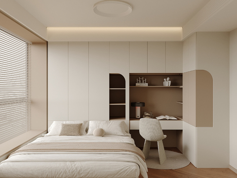 现代榻榻米卧室su模型