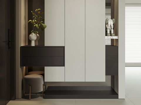 现代入户鞋柜su模型