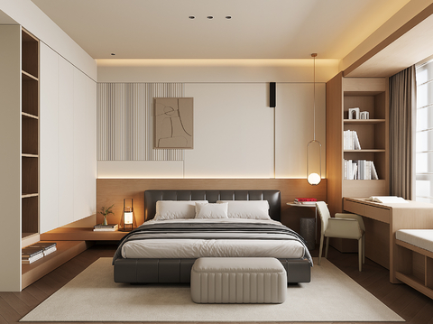 现代家居卧室su模型