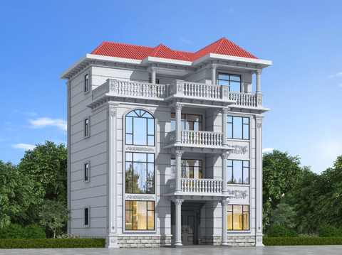 欧式自建房别墅su模型
