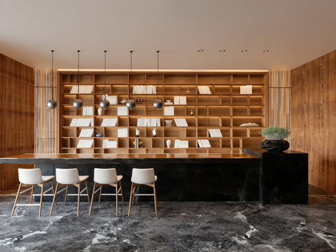 现代水吧区su模型