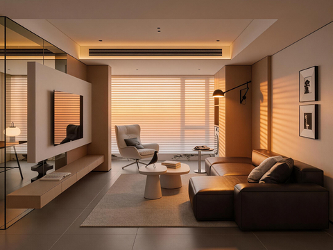 客厅 沙发茶几组合 电视柜su模型